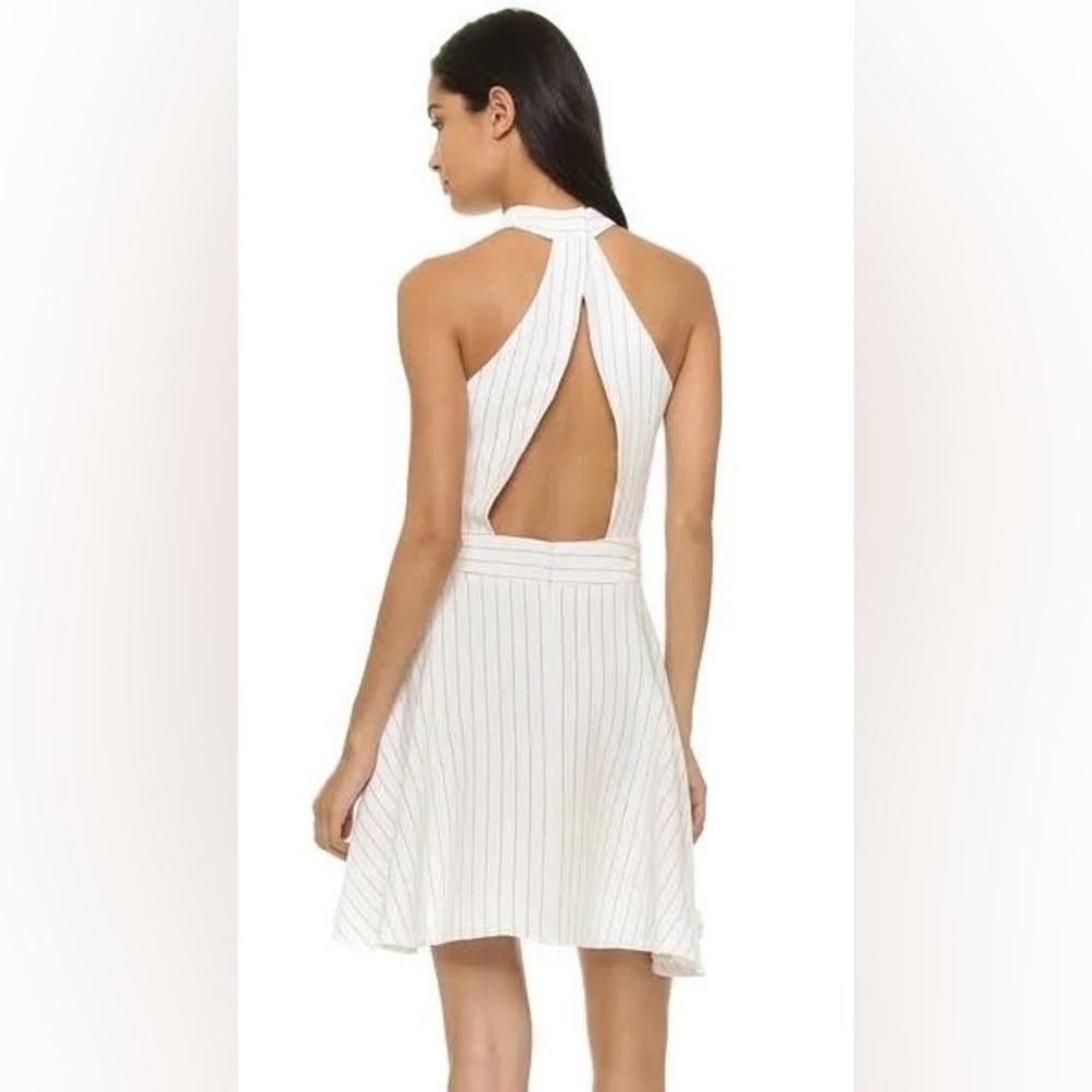 NWT C/MEO Collective ‘I'm New Here' Striped White Backless Formal Wedding Dress